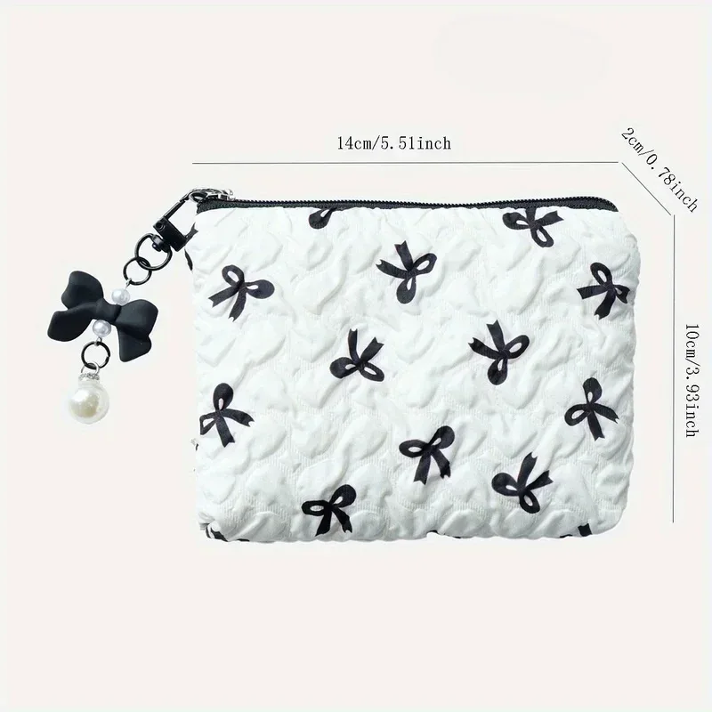 pochette à maquillage brodée avec nœud, design élégant, porte-monnaie, sac de rangement, mignon, grande capacité, trousse de maquillage haut de gamme