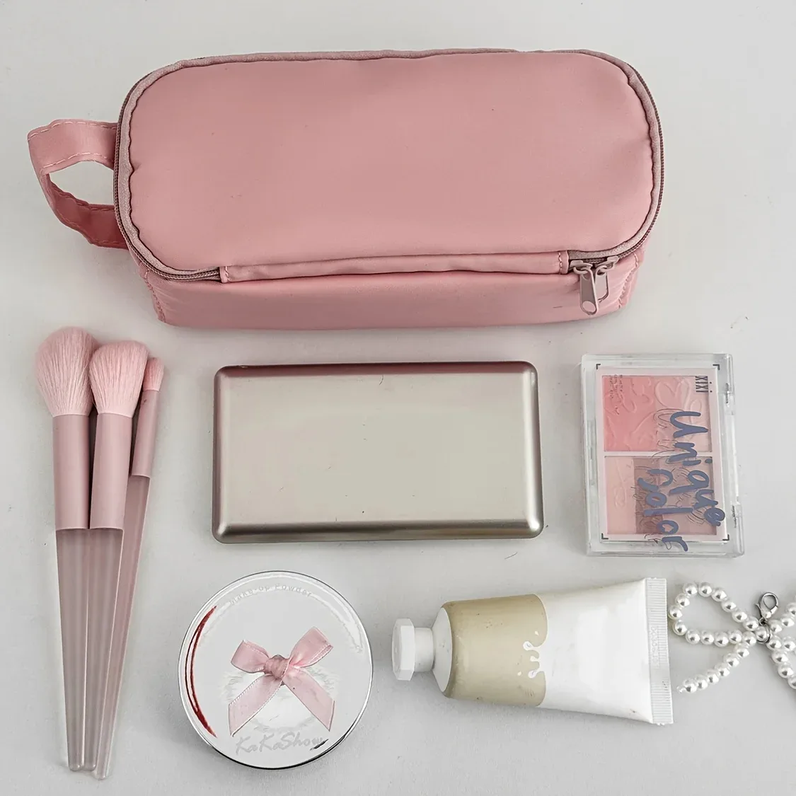 sac à cosmétiques portable, trousse de maquillage de voyage grande capacité, organiseur pour femmes, trousse de toilette pour voyager avec poignée et séparateur