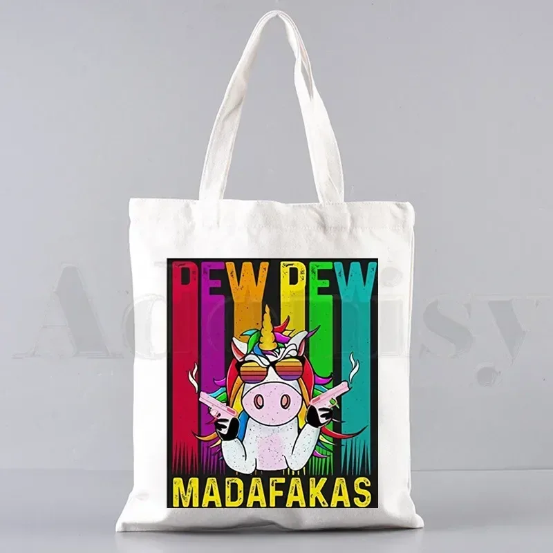 pew pew madafakas sac fourre-tout unisexe sacs en toile sacs à provisions imprimé sac à bandoulière décontracté pliable