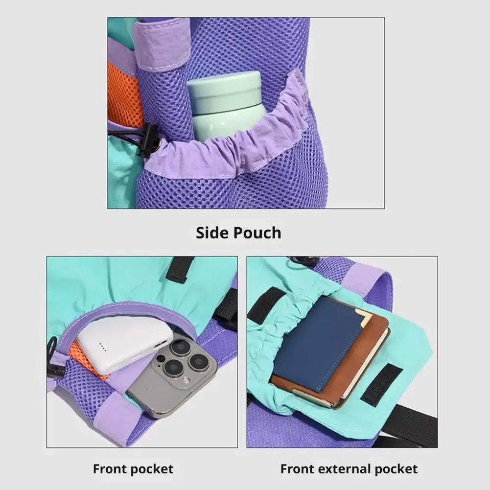 sac de cyclisme extérieur léger, gilet de course, sac à dos pour la randonnée, la course à pied et le marathon, sac de poitrine avec poche de rangement pour téléphone et gobelet