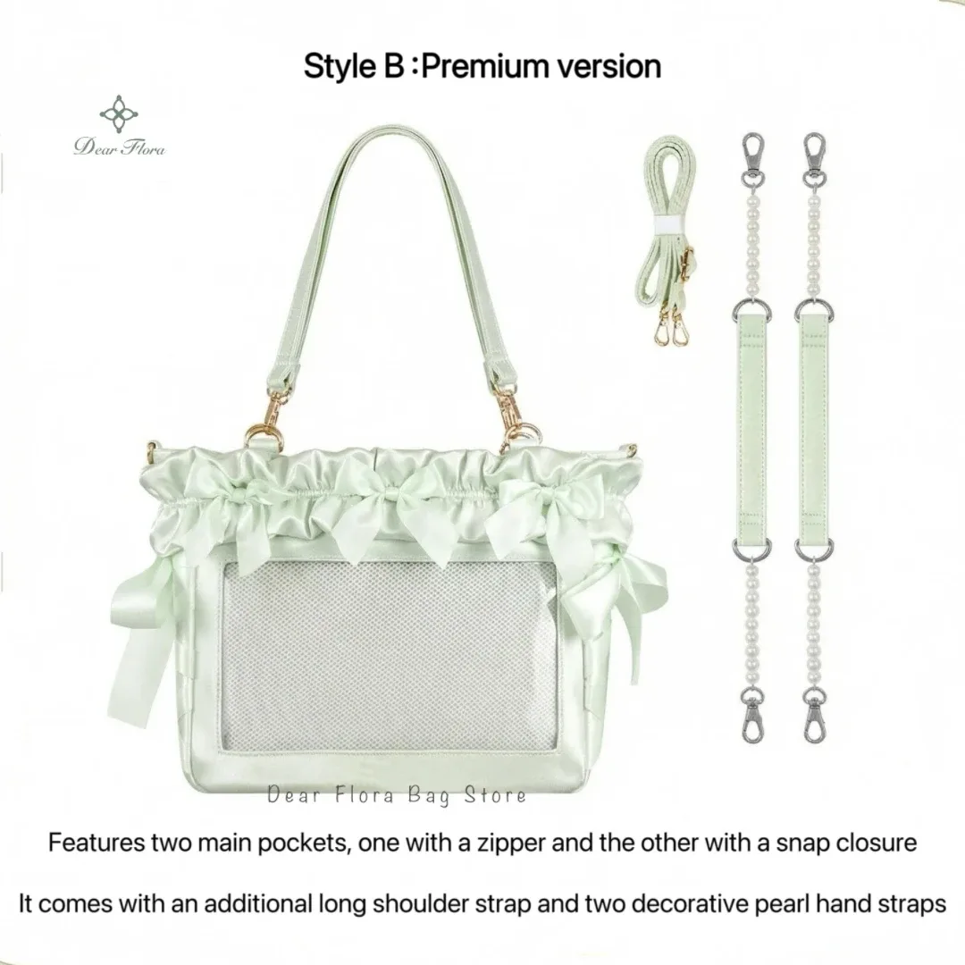 nouveau sac bandoulière y2k avec nœud en ruban, sac à bandoulière transparent grande capacité pour jeunes filles, sac à main diy, sac fourre-tout en satin pour femme
