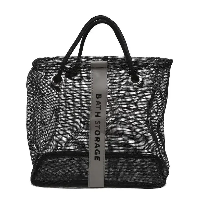 sac de toilette en maille avec poignée, grande capacité, séchage rapide, organisateur, panier de rangement portable pour salle de bain, douche, voyage