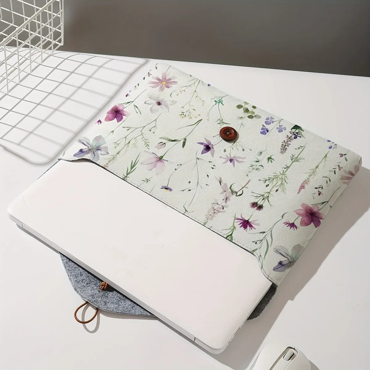 sac pour ordinateur portable à motif imprimé floral avec housse en tissu souple pour ordinateur portable, adapté au rangement à couverture souple pour ordinateur portable et au sac de rangement pour tablette