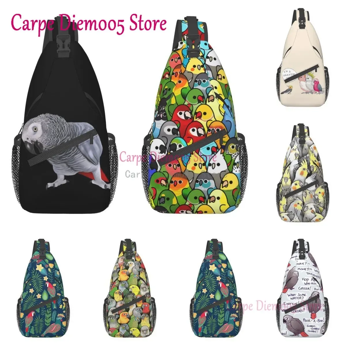 sac à bandoulière perroquet gris africain pour hommes, sac à dos à bandoulière pour la randonnée