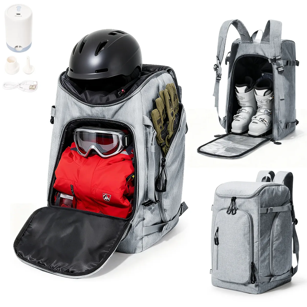 sac à dos sous vide – sac à dos de voyage pour bottes de ski 50l, étanche, sac à dos pour bottes de snowboard pour voyage, magasins, équipement comprenant casque