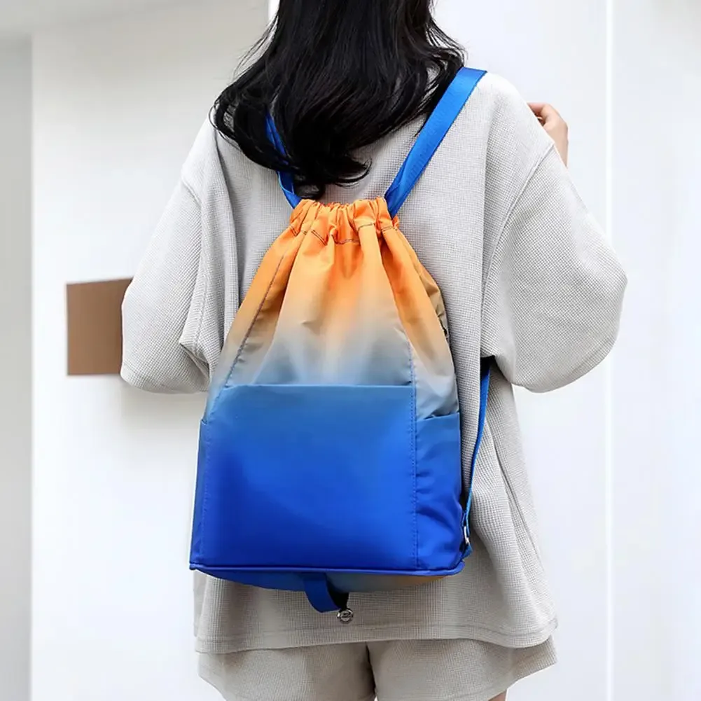 sac à dos de sport à cordon de serrage, sac de basket-ball de couleur dégradée imperméable, sac à dos de sport pliable pour hommes et femmes, natationurs d'entraînement de football