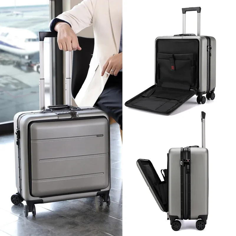 valise pc roulettes toupies gris bleu argent unisexe voyage affaires travels suitcase trolley bagage