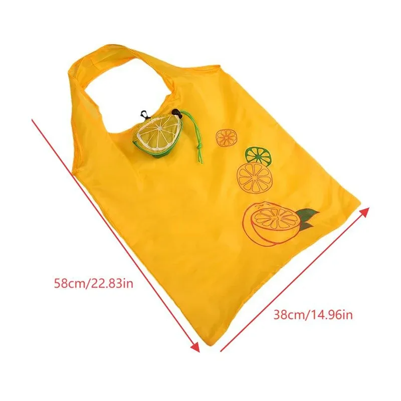 sac fourre-tout pliable en polyester, motif de fruits, 38x58cm, grande capacité, réutilisable, léger, pour le stockage des courses au supermarché, 1 pièce