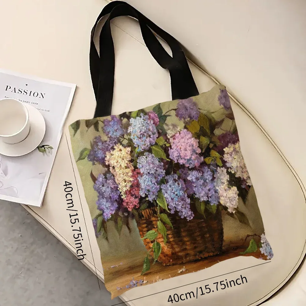sac fourre-tout imprimé floral, sac à main réutilisable à la mode, sac à bandoulière multifonctionnel, sac de rangement imprimé pour femmes 40x40cm
