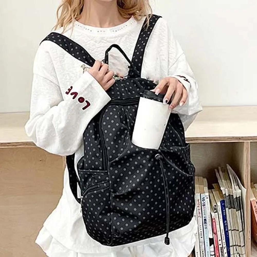 sac à dos en nylon anti-éclaboussures à pois, spacieux, léger, pour étudiants, lavable, durable, sac de voyage, sac de week-end