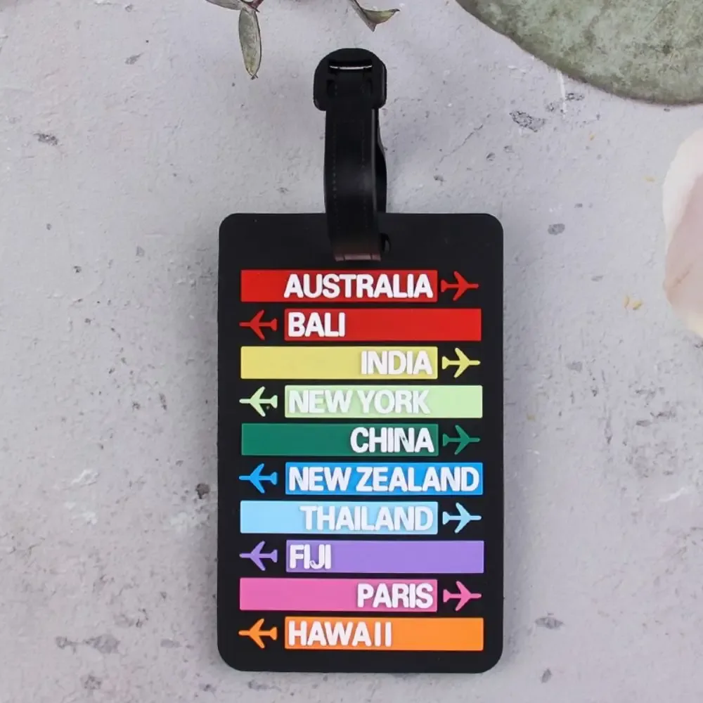 étiquette de bagage en pvc, nom de pays, valise, porte-adresse, nom, étiquette d'identification, étiquette d'embarquement, accessoires de voyage, étiquette de bagage, mode
