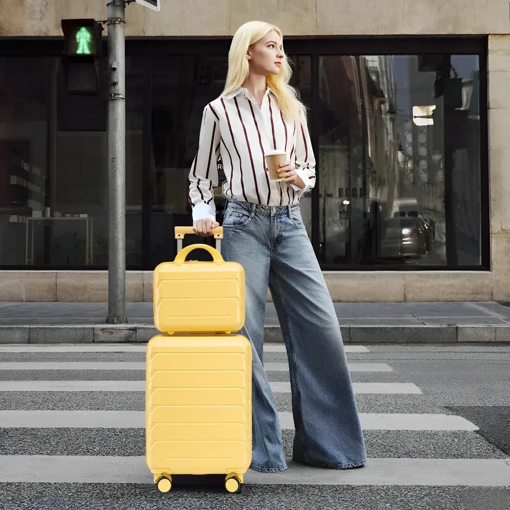 ensemble de valises de voyage en abs à roulettes avec serrure à combinaison, sac trolley tendance