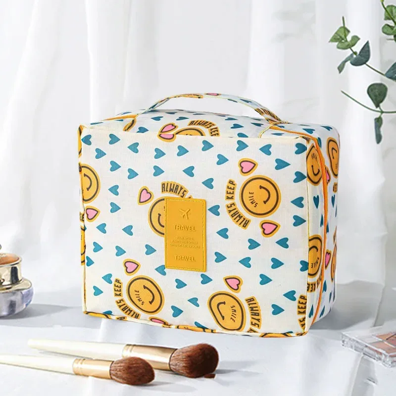 trousse de toilette de voyage à imprimé floral, organiseur de cosmétiques imperméable avec poignée pour femmes et filles