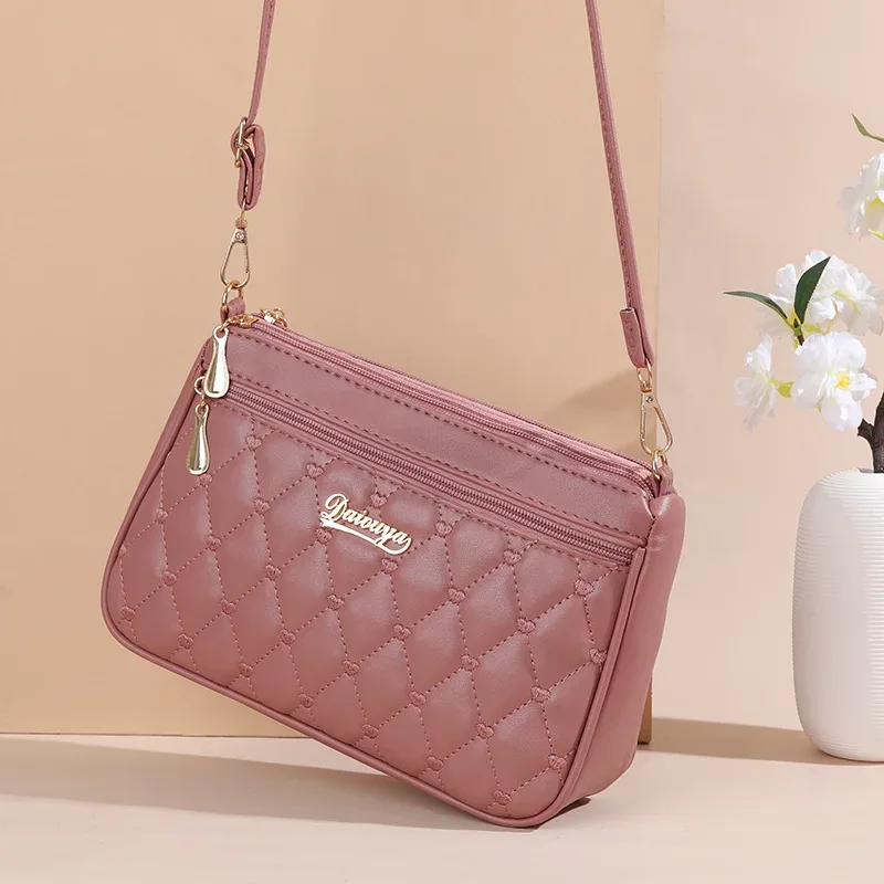 sacs à bandoulière en cuir pu avec fermeture éclair pour femme, petit sac à main, sac à main, grande capacité, fil à broder, initié à la mode, nouveau