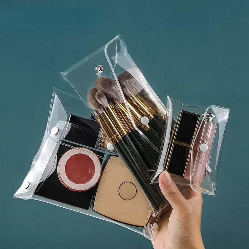 trousse de maquillage transparente, organisateur, sacs à cosmétiques, étui à brosses portable de voyage, ensemble de rangement, stylo transparent en pvc, lavage de toilette de bain