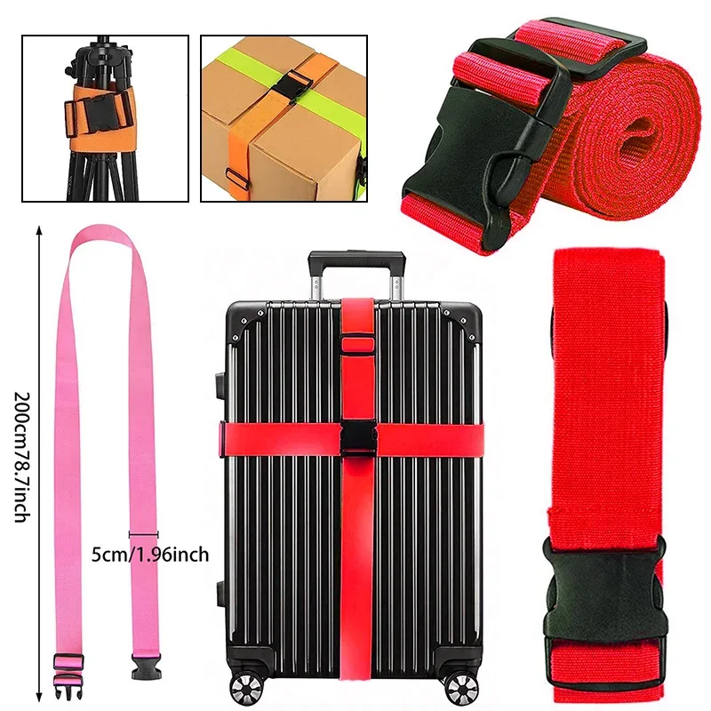 nouveau sangles de bagage droites pour valise, ceinture de bagage avec boucle de déverrouillage réglable, accessoire de voyage facilement identifiable