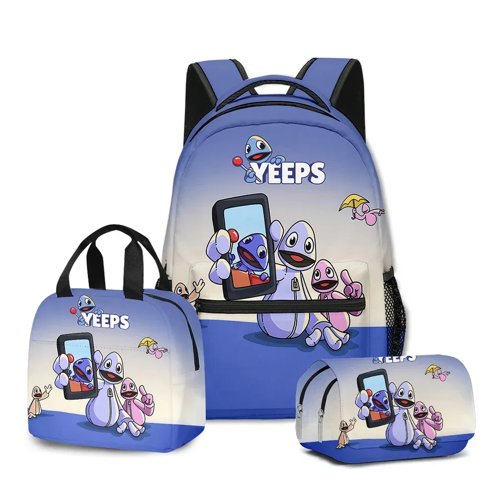 chimyouthful yeeps hide and seek 3d print sacs d'école pour étudiants, sac à dos pour ordinateur portable, sac à lunch portable, étui à crayons, 3 pièces par ensemble