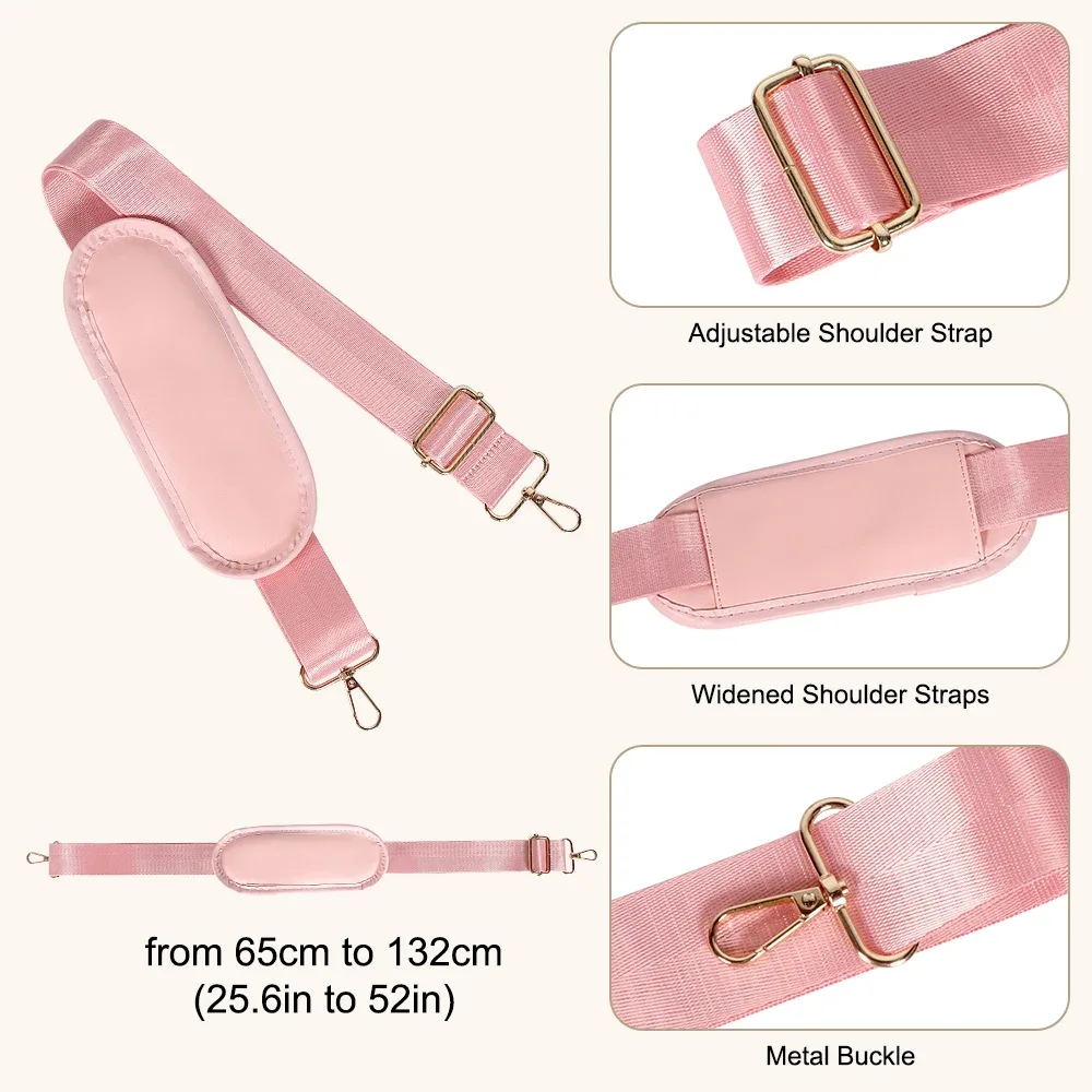 sac voyage polyester rose clair poignées amovibles bandoulière format rectangulaire sac polyvalent grande capacité