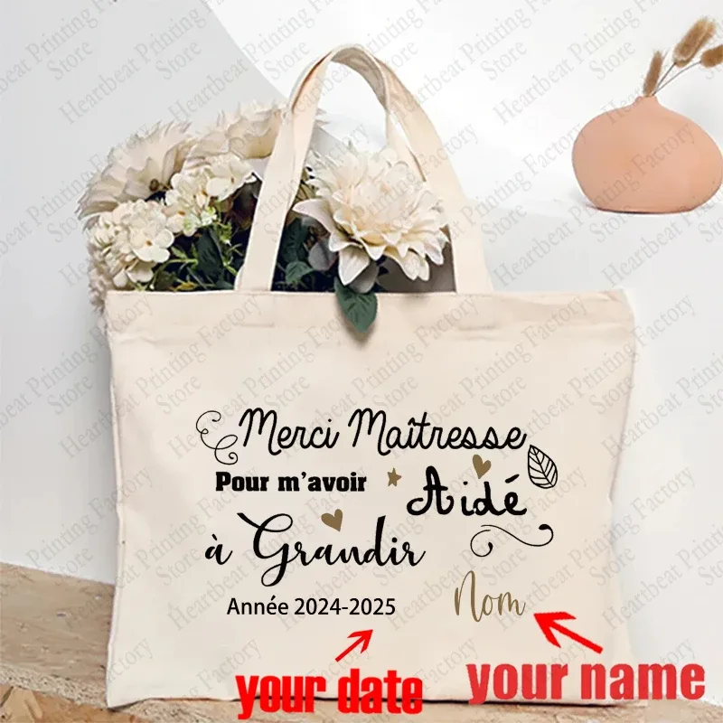 sac fourre-tout d'appréciation floral personnalisé pour enseignants avec nom personnalisé - sac à bandoulière cadeau éducatifs cadeaux de fin de l'année scolaire