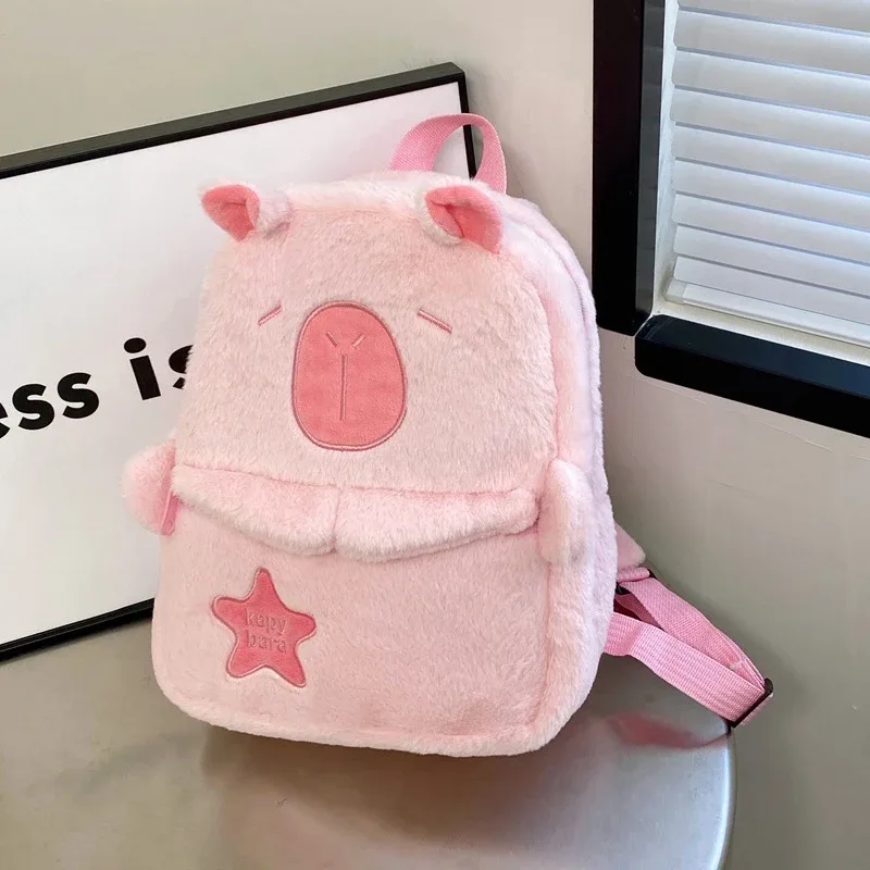 sac à dos en peluche capybara kawaii pour femme, sac fourre-tout drôle de dessin animé, grande capacité, cadeau pour enfants, polyvalent, nouveau