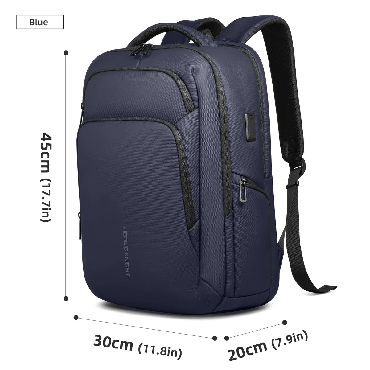 sac à dos pour ordinateur portable heroic knight pour le travail, tissu oxford imperméable, grande capacité avec charge usb, sac à dos portable pour homme
