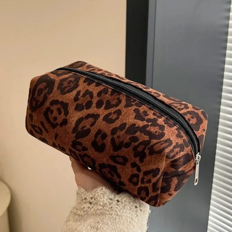 sac de maquillage léopard, trousse à cosmétiques de voyage, sac de rangement portable à fermeture éclair, sacs de toilette multifonctions, organisateur pour femmes, pochette