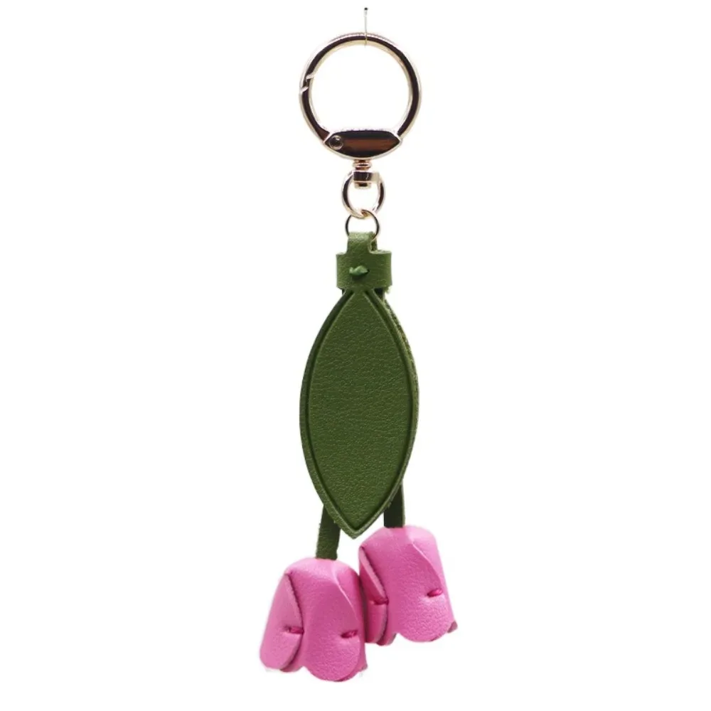 pendentif de sac sweet tulip, en cuir pu dopamine, accessoire de décoration pour sac à dos frais, accessoires assortis pour sac, lanière florale de style coréen pour fille