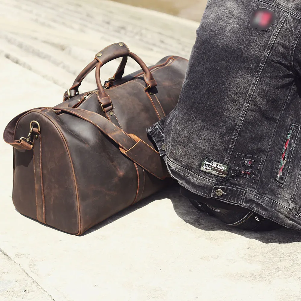 sac de voyage s.worker en cuir pleine fleur grand format pour homme, sac de week-end vintage en cuir véritable, sacs de sport pour homme, sac de voyage pour la nuit