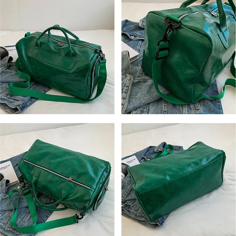 sacs de sport en pu imperméables avec logo, sacs à bagages, sacs de voyage, sacs de fitness, motif de nom imprimé personnalisé, vente en gros