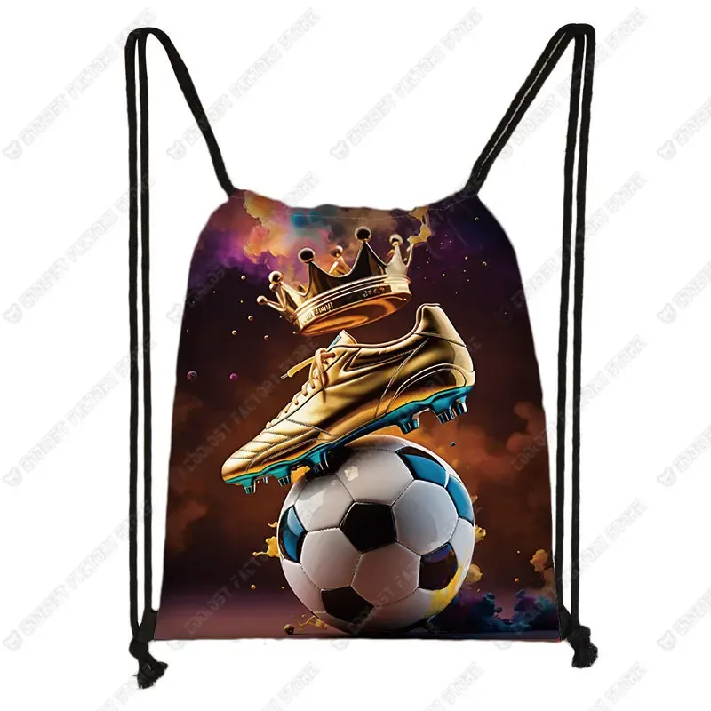 sac dos toile ballon football enflammé licorne colorée feuille orange fond bleu violet gris garçons voyage