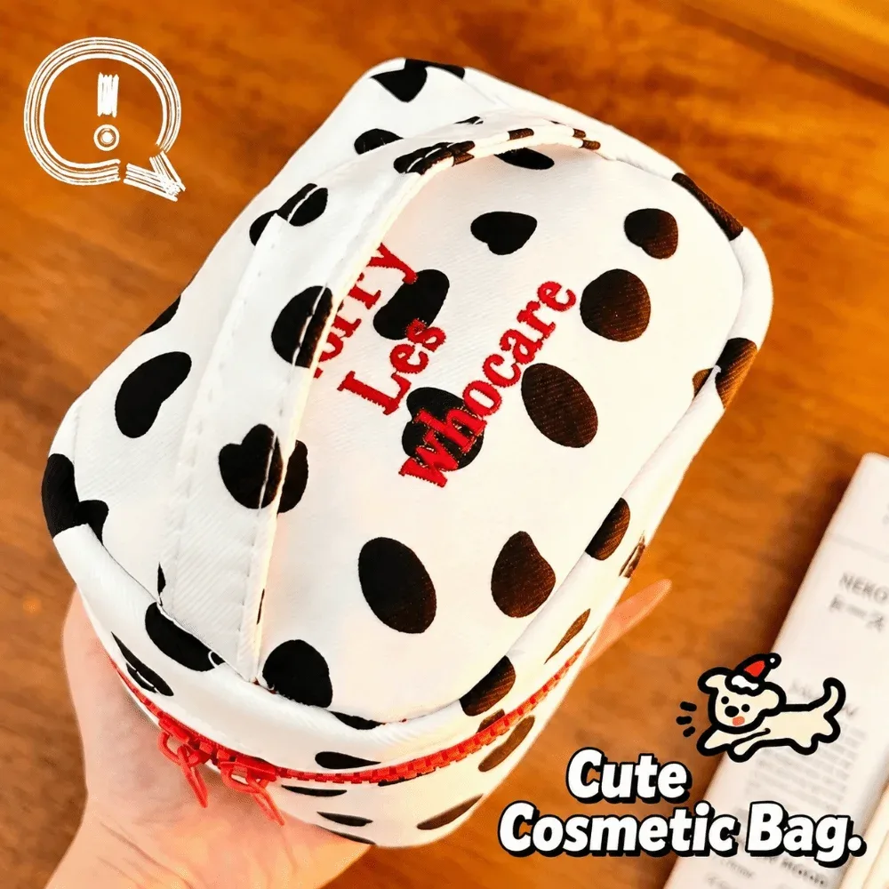 sac de maquillage multifonctionnel à pois, design à fermeture éclair, petite pochette cosmétique, sac à main pour femmes et filles