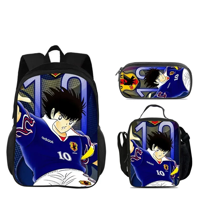 sac dos nylon dessin animé captain tsubasa bleu gris orange format 20 35 litres bandoulière arquée trousse maquillage sac lunch