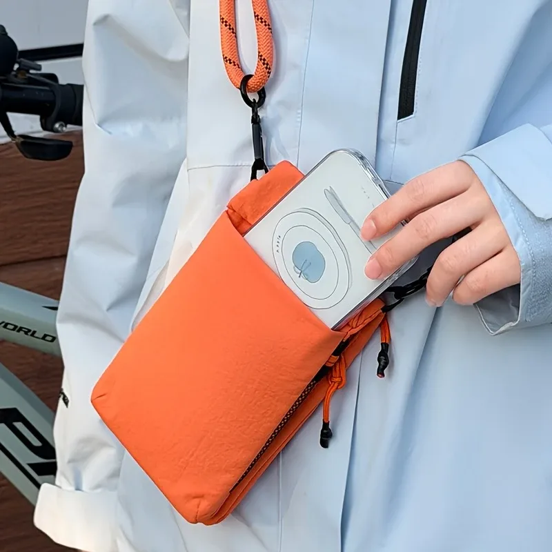 sac à bandoulière pour téléphone portable en nylon, pochette verticale avec poche zippée, portefeuille pour passeport, sac de rangement quotidien pour petits objets