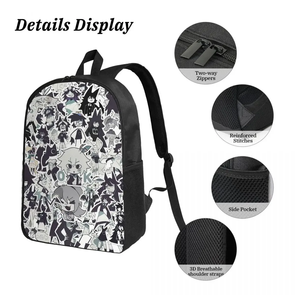 sac à dos cartoon miss circle pour garçons et filles, sac d'école, sac à bandoulière pour ordinateur portable, 3 pièces, sac à lunch isotherme, trousse à crayons