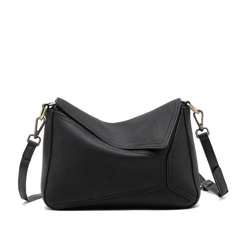 sac à bandoulière géométrique en cuir de vache 100% pur pour femmes, sac à bandoulière de couleur unie pour dames, grande capacité, oreiller, sac à main de luxe
