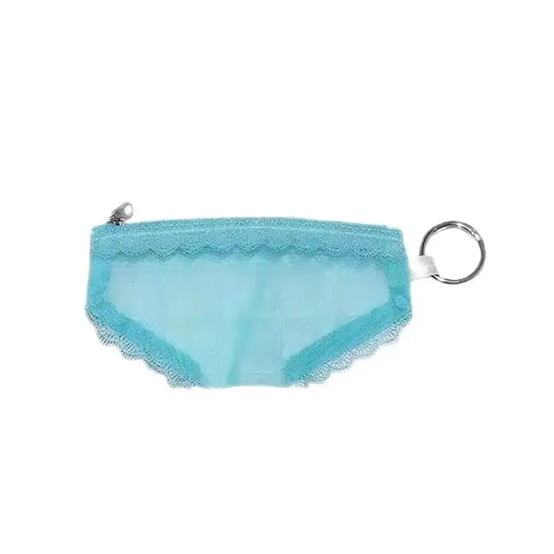 pochette de maquillage transparente en dentelle et maille à imprimé cœur coquette, en forme de culotte, mini sac de voyage portable, pochette de rangement pour maquillage, portefeuille.