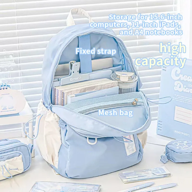 sac à dos de style crème pour étudiants d'apparence élevée, design simple et mignon, sac à dos de grande capacité, léger et indolore ba