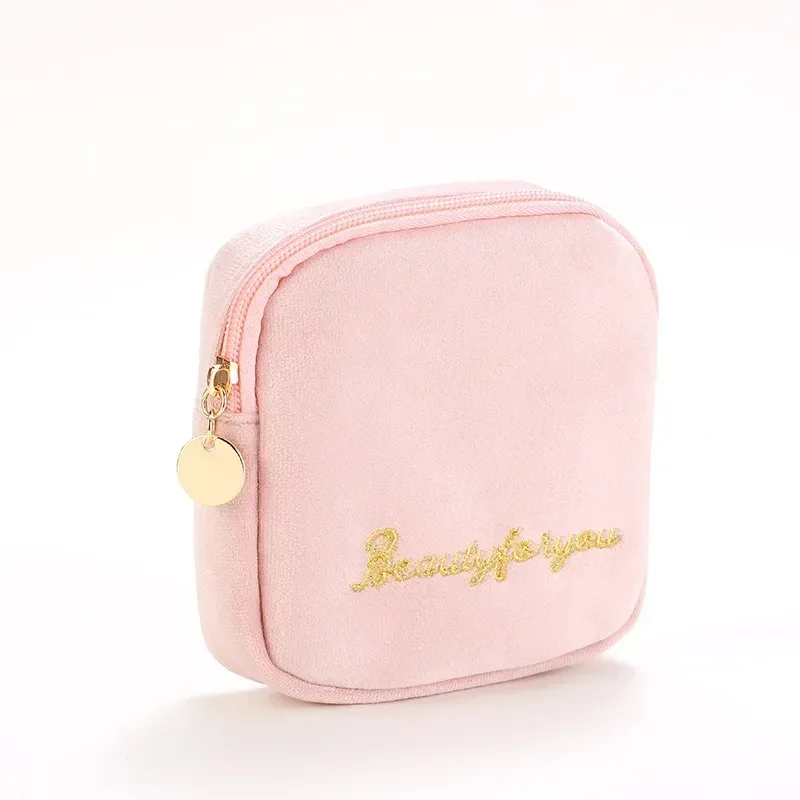 mode femmes sac cosmétique voyage serviette hygiénique maquillage articles de toilette lavage organisateur sac de rangement velours nécessaire maquillage pochette