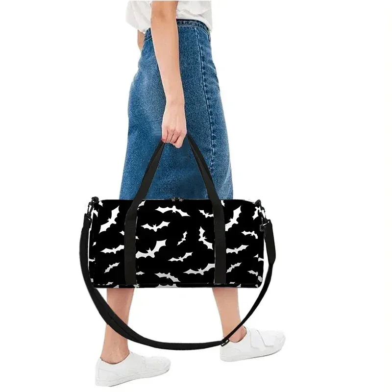 sac de voyage blanc et noir grande capacité pour garçons et filles, meilleurs cadeaux, sacs de voyage plats 2d à motif de dessin animé, sacs à main pour enfants