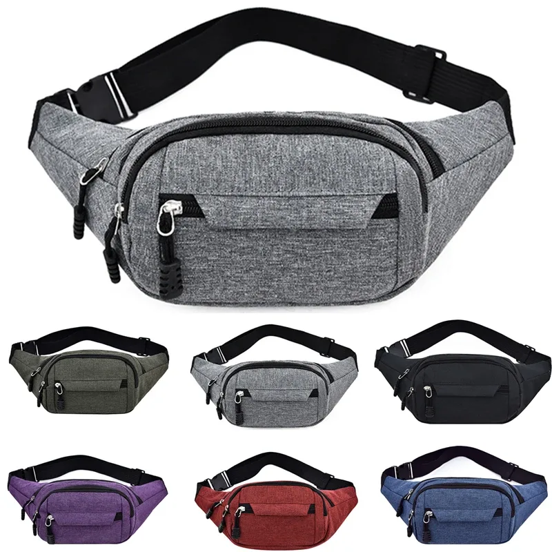 sac banane de taille unisexe pour hommes, sac de poitrine étanche, sac de sport de plein air, pochette en toile, pochette banane à bandoulière