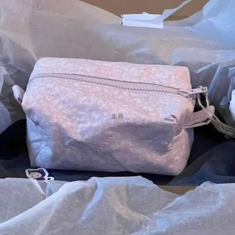mini sac de rangement à imprimé floral pour femmes, sac à crayons rose doux, sac à fermeture éclair solide, trousse de maquillage mignonne, sac rectangulaire pour étudiants, porte-monnaie chic, nouveau
