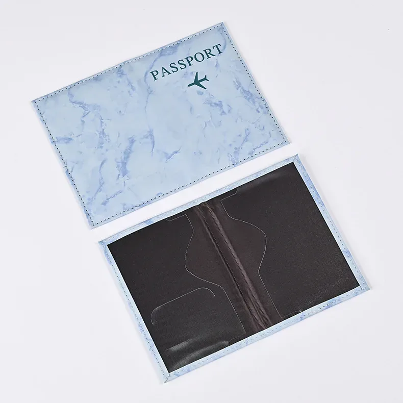 couverture de passeport à motif de marbre couleur macaron, porte-documents ultra-fin, porte-passeport de voyage, couverture de carte d'identité, accessoires de voyage
