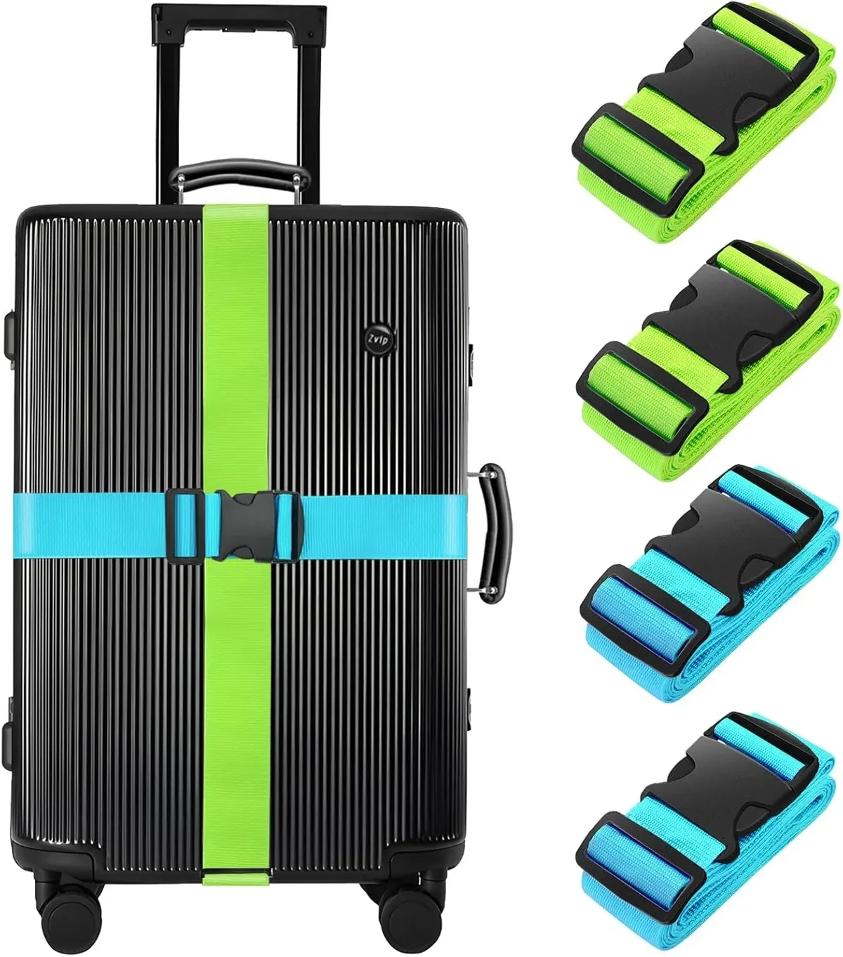 lot de 4 sangles de bagage, ceintures de valise élastiques télescopiques, ceinture de sac de voyage pour valise, sangle de fixation, boucle de voyage, ceintures de bagage