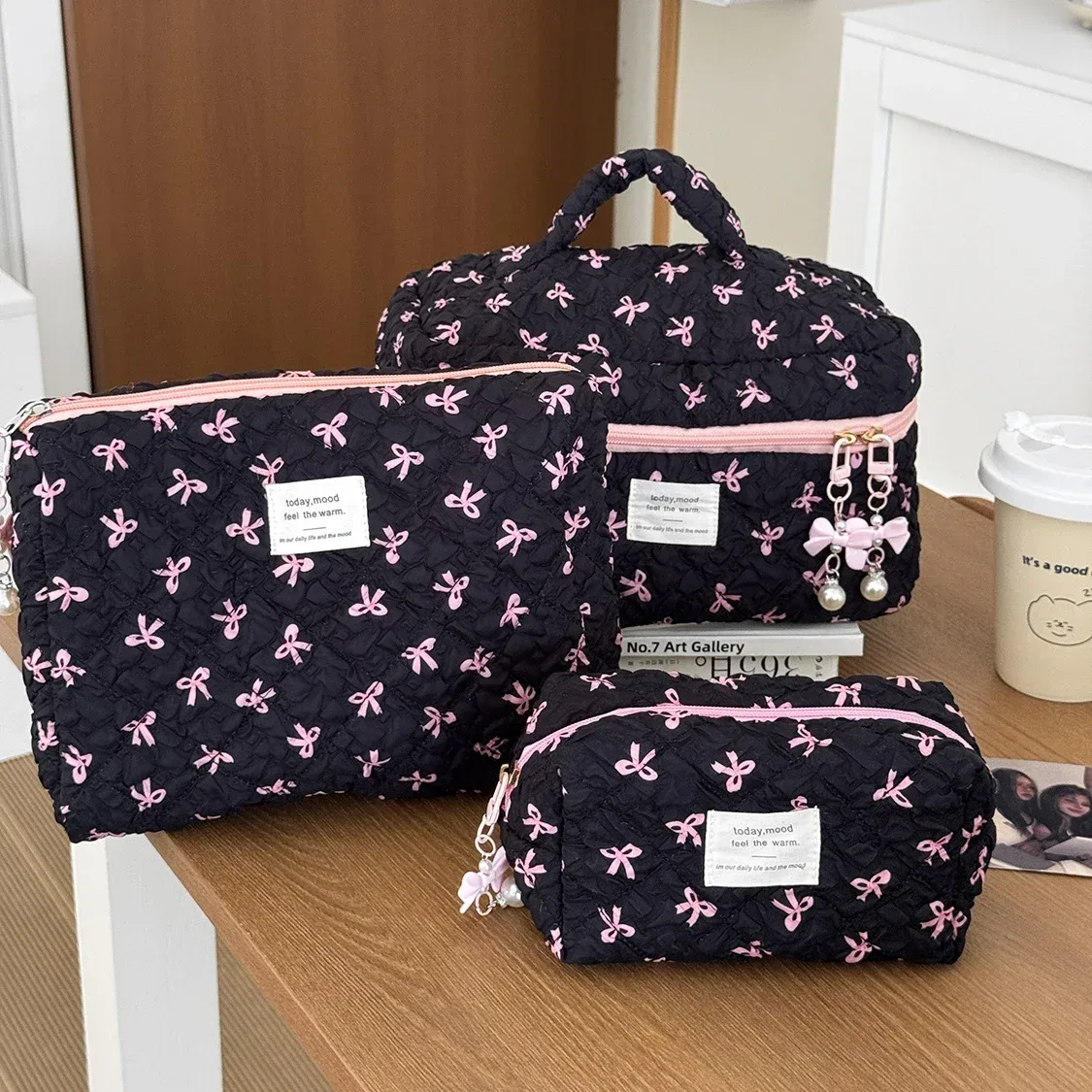 sac à main vintage imprimé feuilles pour femmes, grande capacité, pochette de rangement de maquillage, cosmétiques et de toilette, organisateur de voyage, pochette matelassée