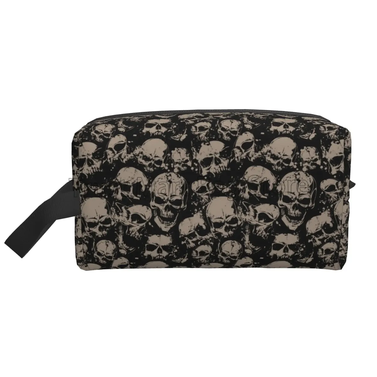 trousse de maquillage de voyage gothique pour femme, grand sac cosmétique portable, étanche, poudres de toilette, accessoires, vintage grunge, crânes