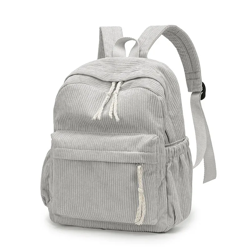 sac dos velours cotelé rayures verticales bandoulière arquée poche limon grande capacité voyage décontracté unisexe polyester doublure