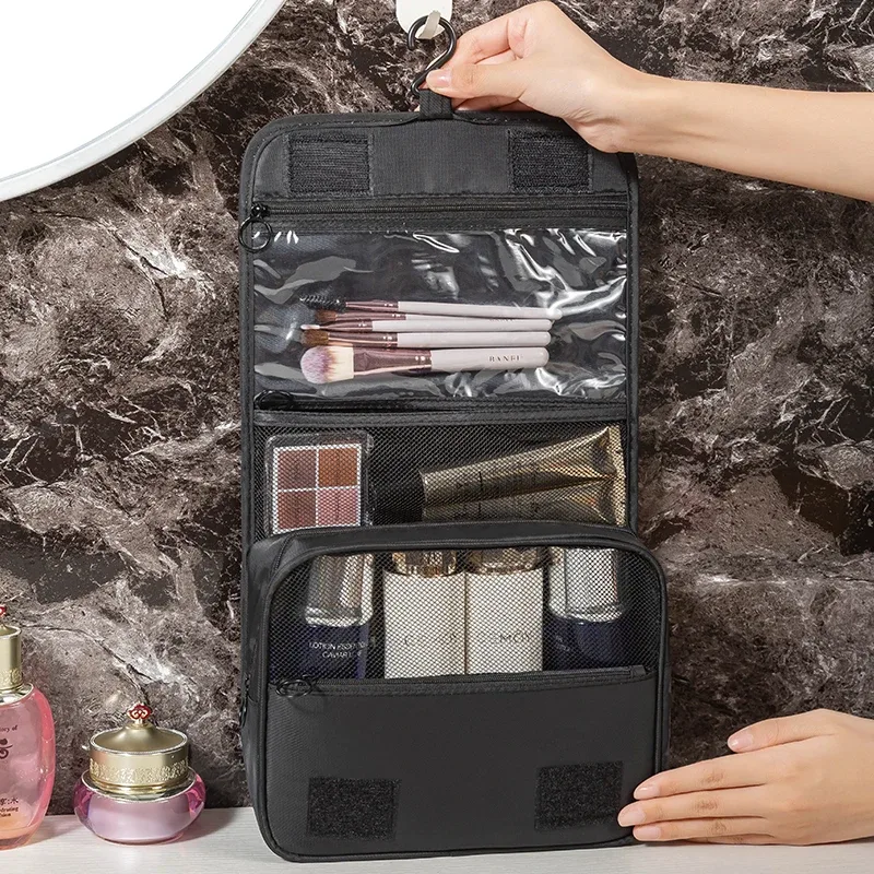 sac de lavage à crochet de voyage multifonctionnel, sac de rangement de cosmétiques