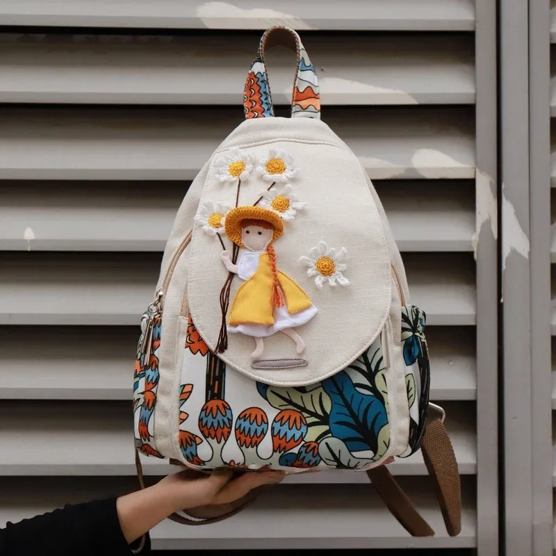sac à dos de voyage motif aliments 3d pour femmes, sac à dos en lin de haute qualité, sac à dos de luxe pour filles, joli style, mode féminine