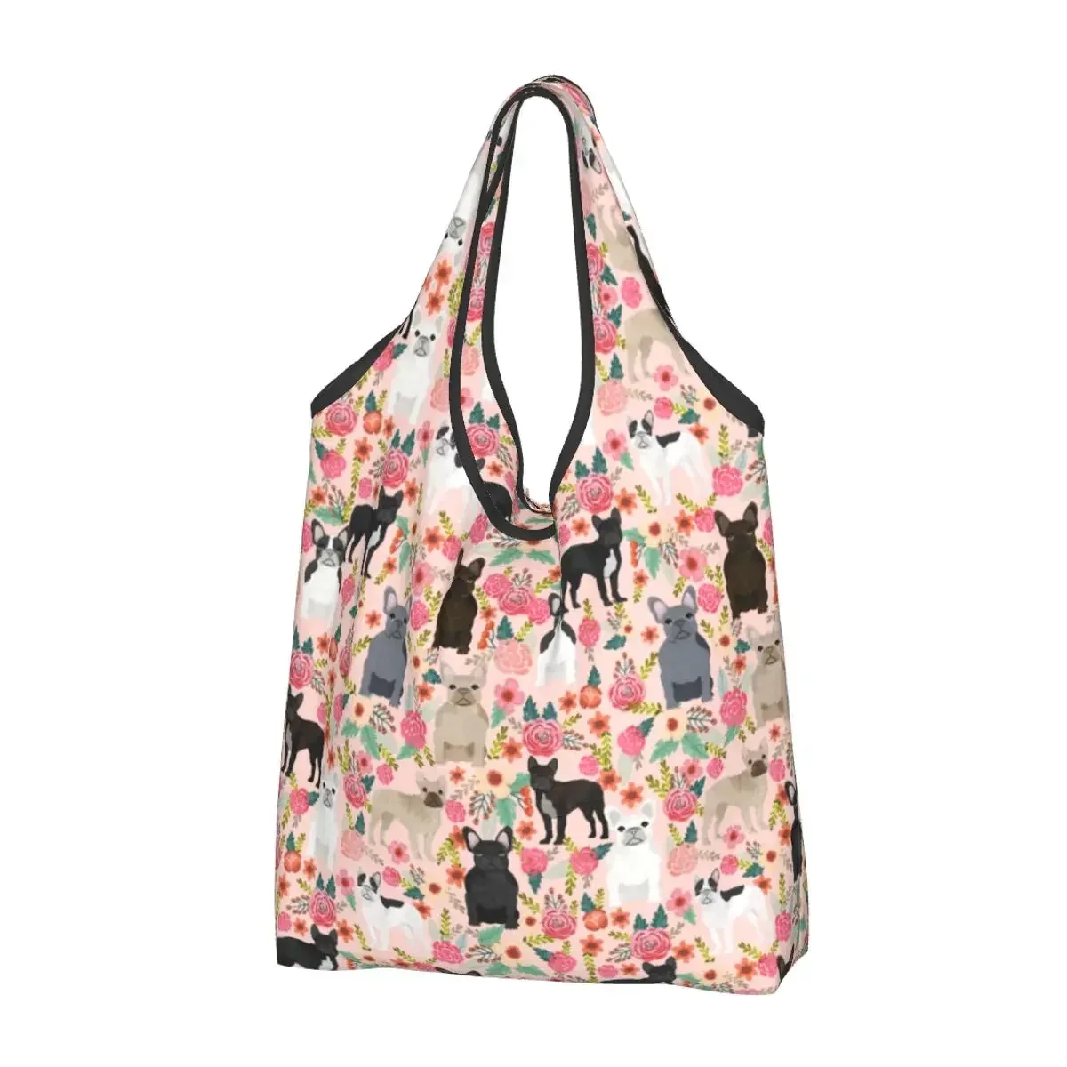sac à provisions portable pop art pour femme, style bungalow, bouledogue français, sac fourre-tout pour chien, cadeau pour animal de compagnie, sacs d'épicerie