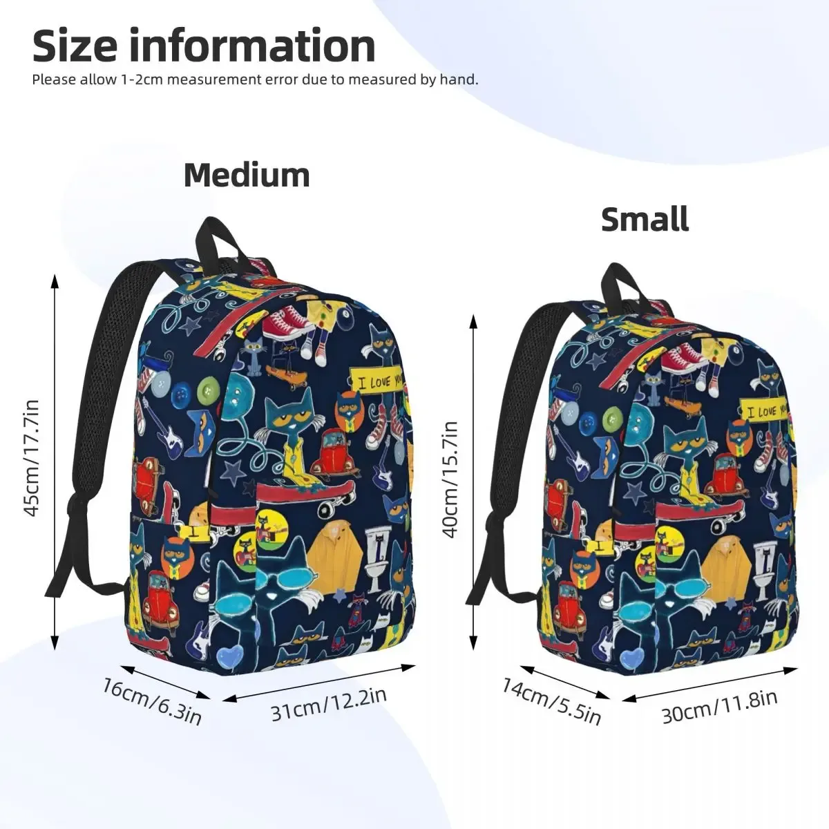 pete le chat j'aime mes chaussures sac à dos classique cadeau lycée randonnée voyage sac à dos pour hommes femmes ordinateur portable sacs en toile